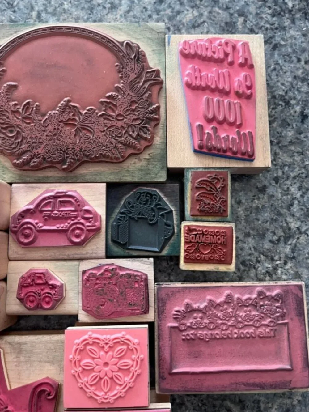 Vintage Wooden Stamp Collection - Natural Wood Color